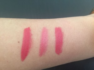From left to right: matte shade, shimmer shade, both shades combined