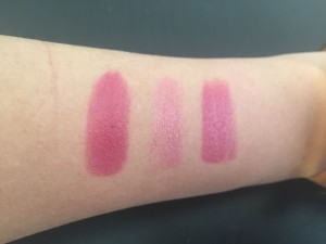 From left to right: matte shade, shimmer shade, both shades combined